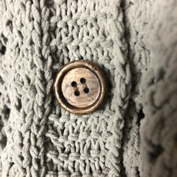 NWT! Nicole Miller Artelier Crochet Knit Button Front Taupe M Cardigan Boho Chic - Picture 4 of 7